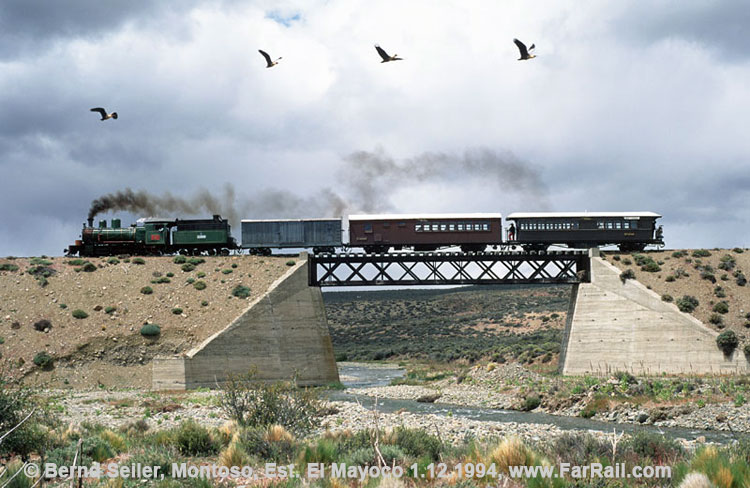 Brücke, Zug und Vögel vor El Mayoco