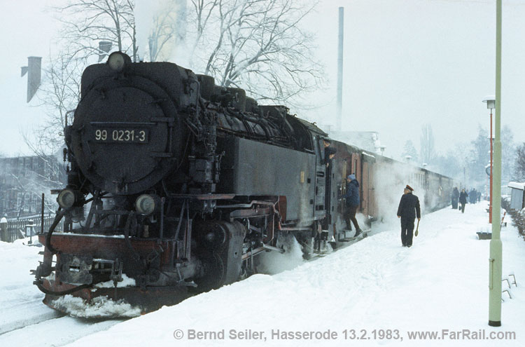 Oil-fired locomotive in the Harz mountains in 1983